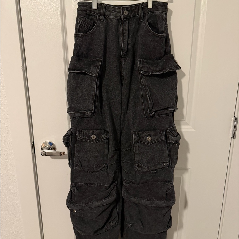 YoungLA Women's Black Cargo Jeans